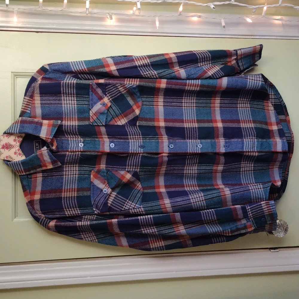 Men's VIP small flannel - blue orange white nighttime Palm Springs